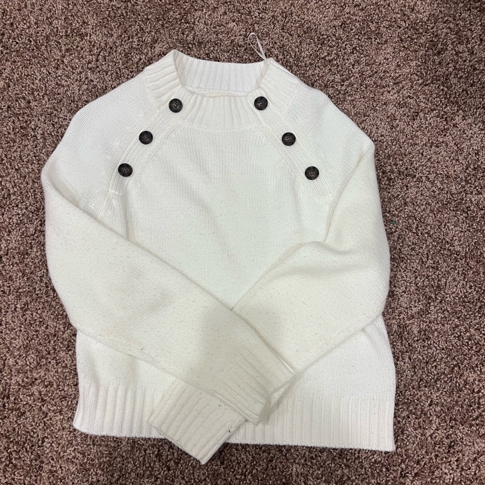 Women's White Button-Detail Sweater